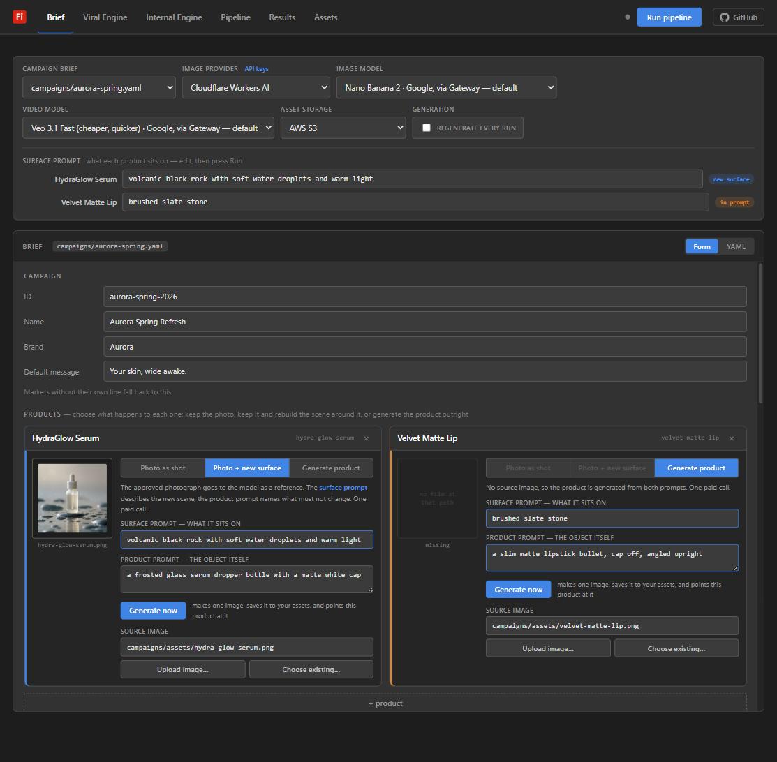 Brief tab with provider, model and product cards